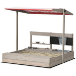 Kids Wooden Sandbox W/ Canopy, Kitchen Toys, Seat, Storage, For Outdoor