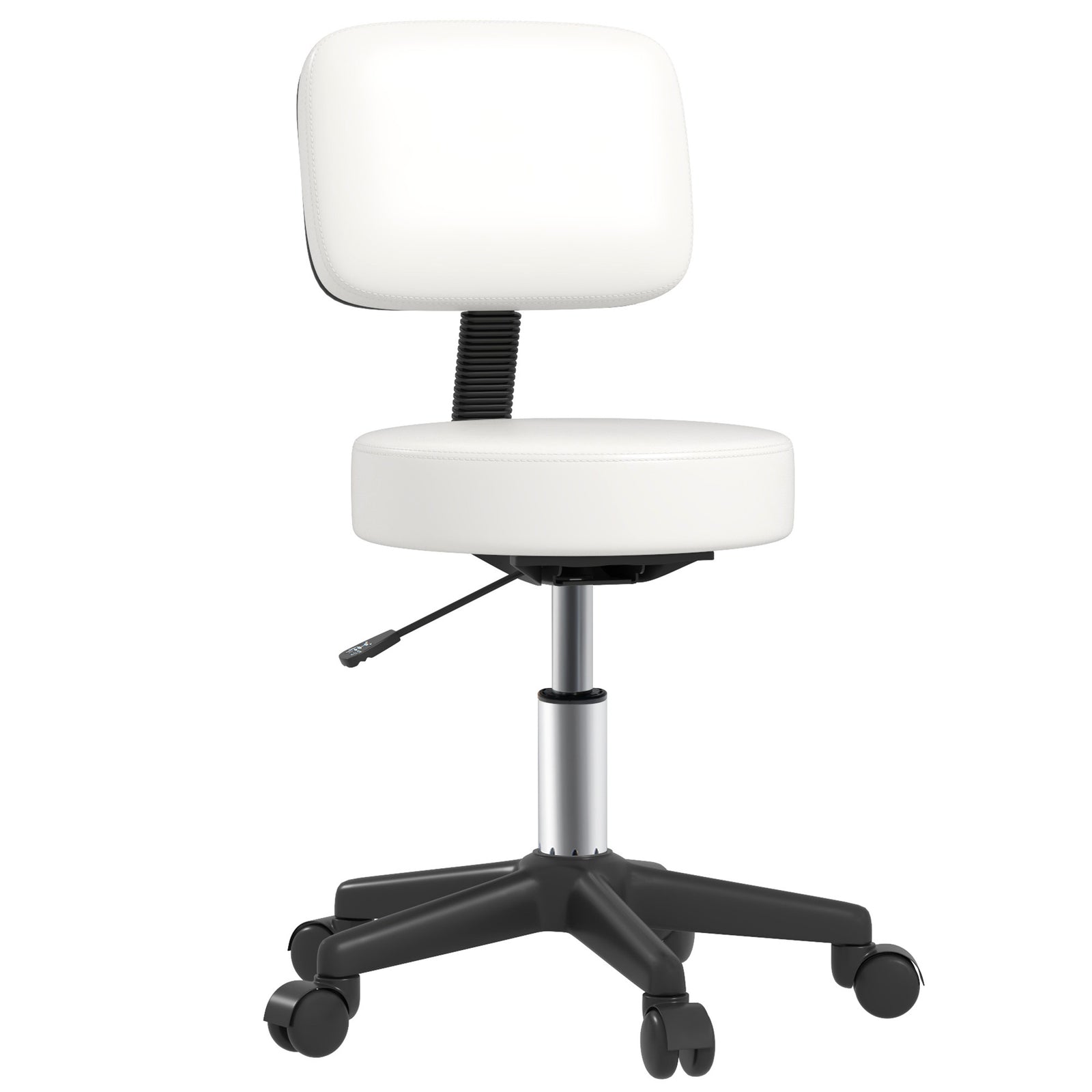 Adjustable Swivel Salon Chair Padded Seat Back 5 Wheels | One Size | White