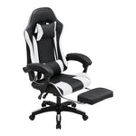 Rgonomic Gaming Chair With Adjustable Height & Backrest Office Computer Chair With Footrest And Pillow | Black & White