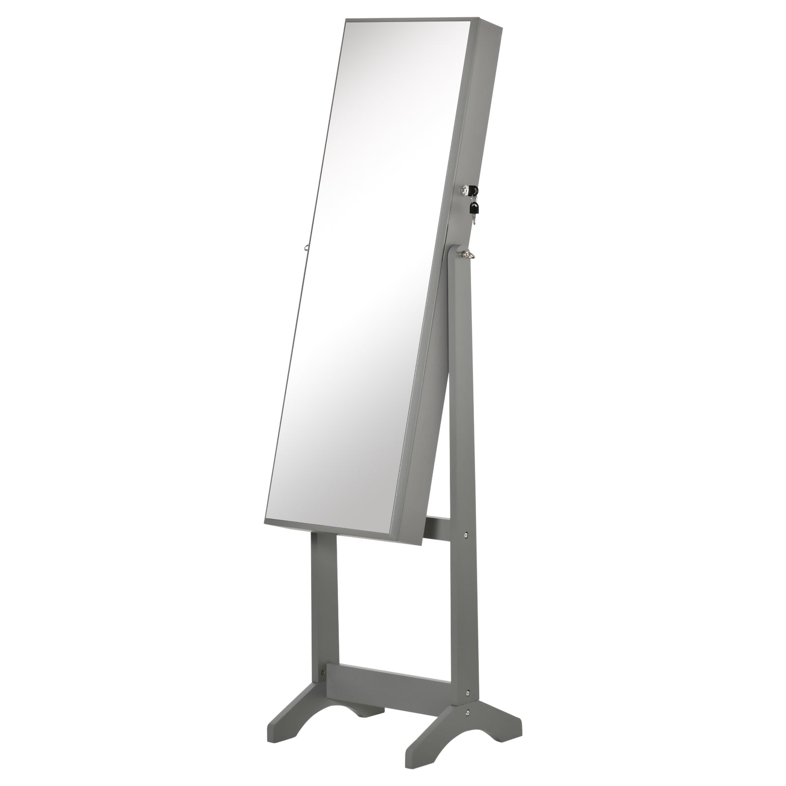 Mirrored Jewellery Cabinet Lockable Jewellery Organiser | One Size | Gray