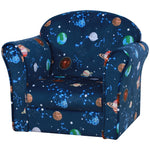 Kids Mini Armchair, Planet-themed Chair W/ Wooden Frame, Non-slip Feet