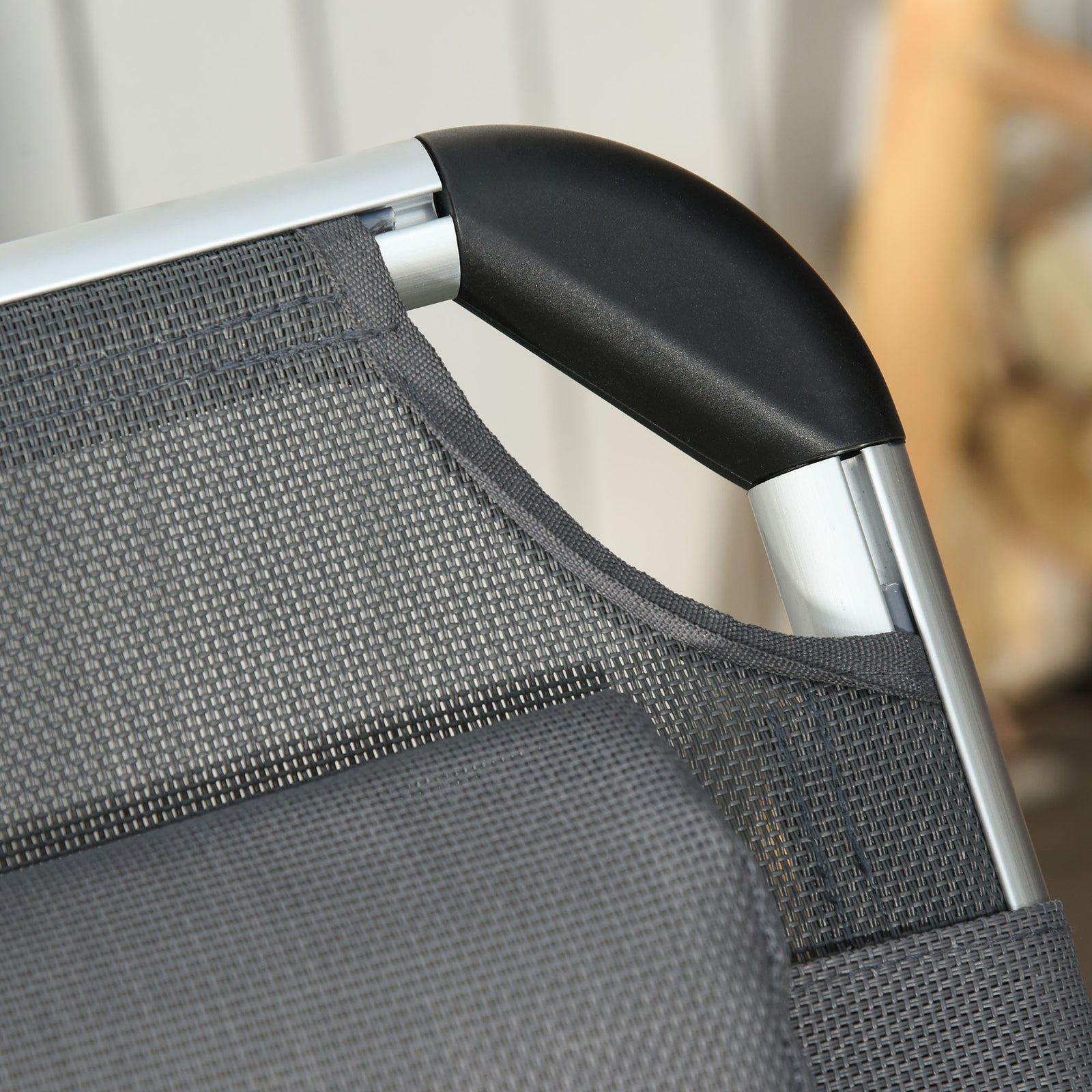 Folding Outdoor Lounger W/ Pillow | Dark Gray