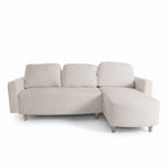 L-shaped Sofa And Chaise Lounge Set With Wooden Legs | White