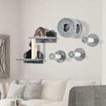 5pcs Cat Wall Furniture With Perch, Cat Condo, Scratching Post - Grey