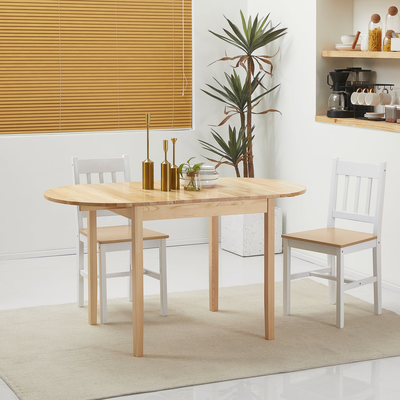 Foldable Dining Table, Solid Wood Drop Leaf Table