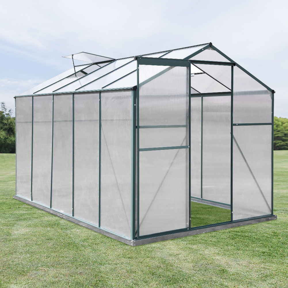 10 x 4/6/8/10 FT Green Aluminium Hobby Greenhouse With Openable Window | XL | Clear