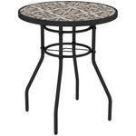 Garden Table W/ Tempered Glass Top, Steel Frame | Tan