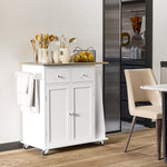 Island Storage Trolley With Rubber Wood Top