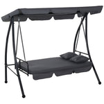 2-in-1 Patio Swing Chair 3 Seater Hammock Cushion Bed Tilt