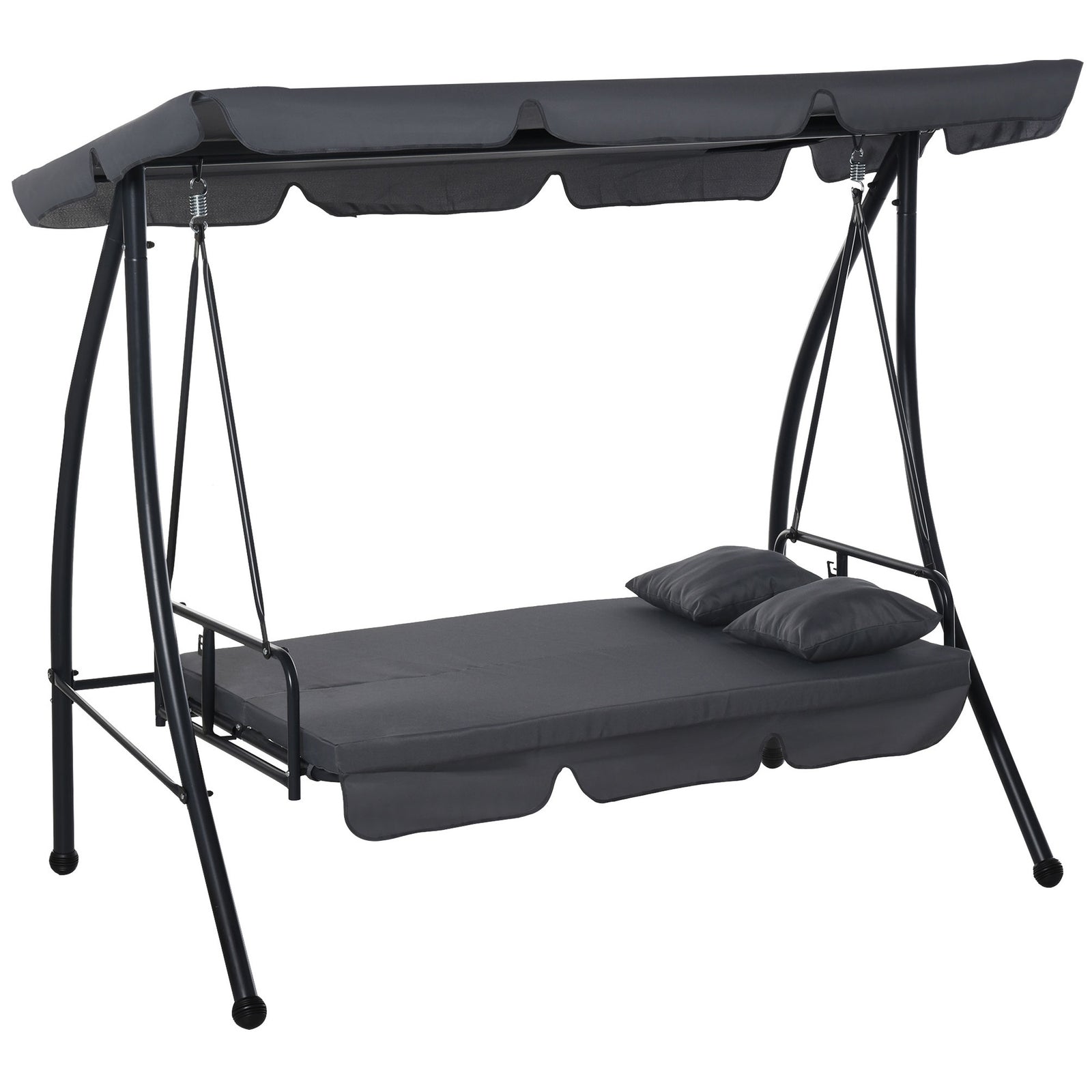 2-in-1 Patio Swing Chair 3 Seater Hammock Cushion Bed Tilt