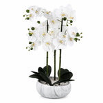 60cm Orchid Artificial White Marble Effect Ceramic Planter