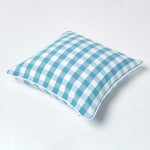 Block Check Cotton Gingham Cushion Cover | 45cm x 45cm | Blue