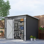 8.5 X 6ft Galvanised Steel Garden Shed With Foundation Kit | Dark Gray