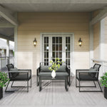4 Pieces Rattan Garden Furniture Set For 4 Person, Charcoal
