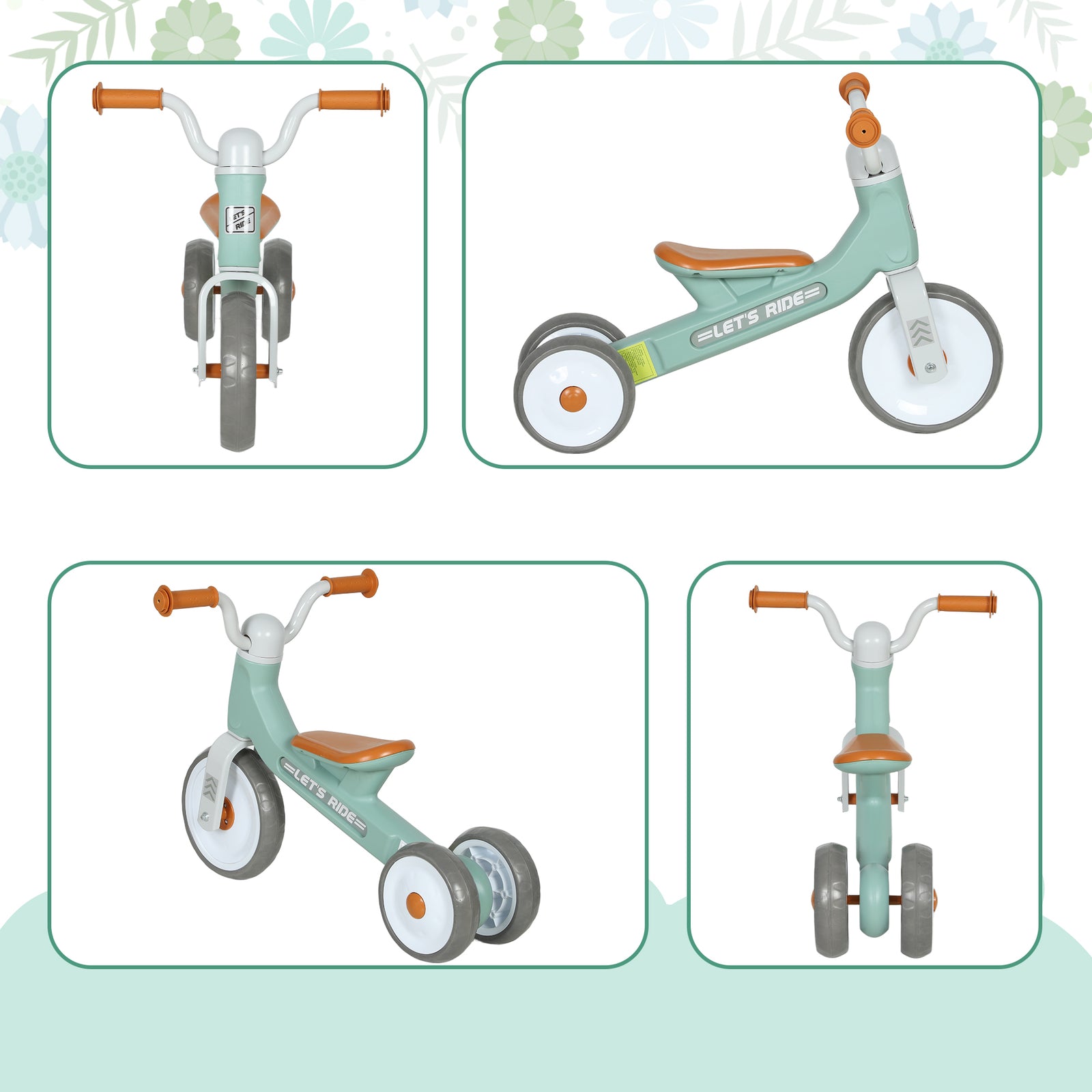 Baby Balance Bike With 3 Wheels For 12-36 Months | Green