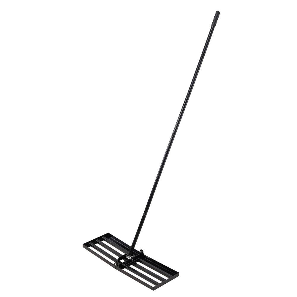 Garden Lawn Levelling Rake With Foldable Head & Detachable Handle | Small | Black