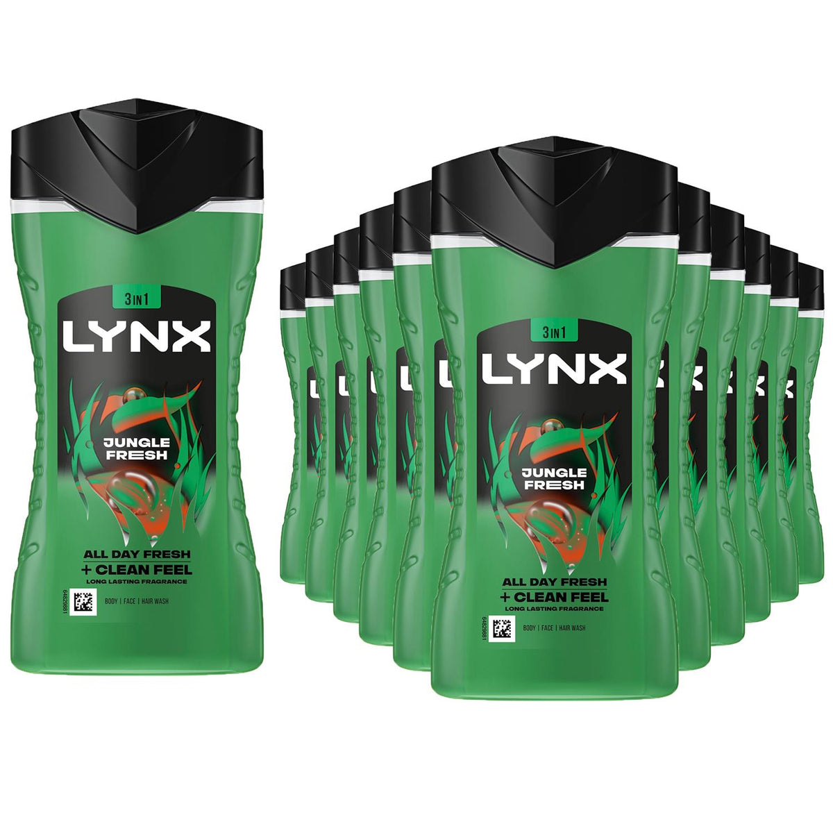 3 In 1 Body, Face & Hair Wash Shower Gel Extra Fresh Jungle Fresh 225ml | Set of 30