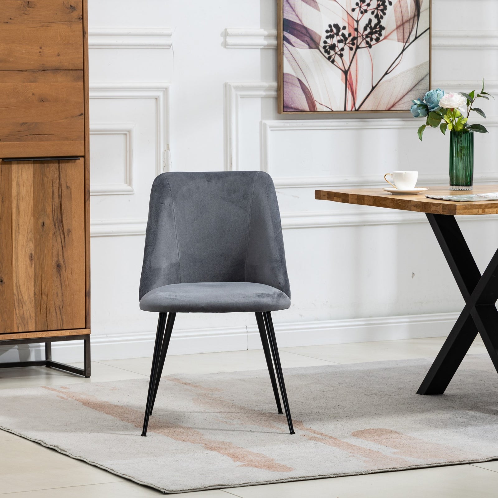 Set Of 2 Morandi Velvet Dining Chairs | Gray