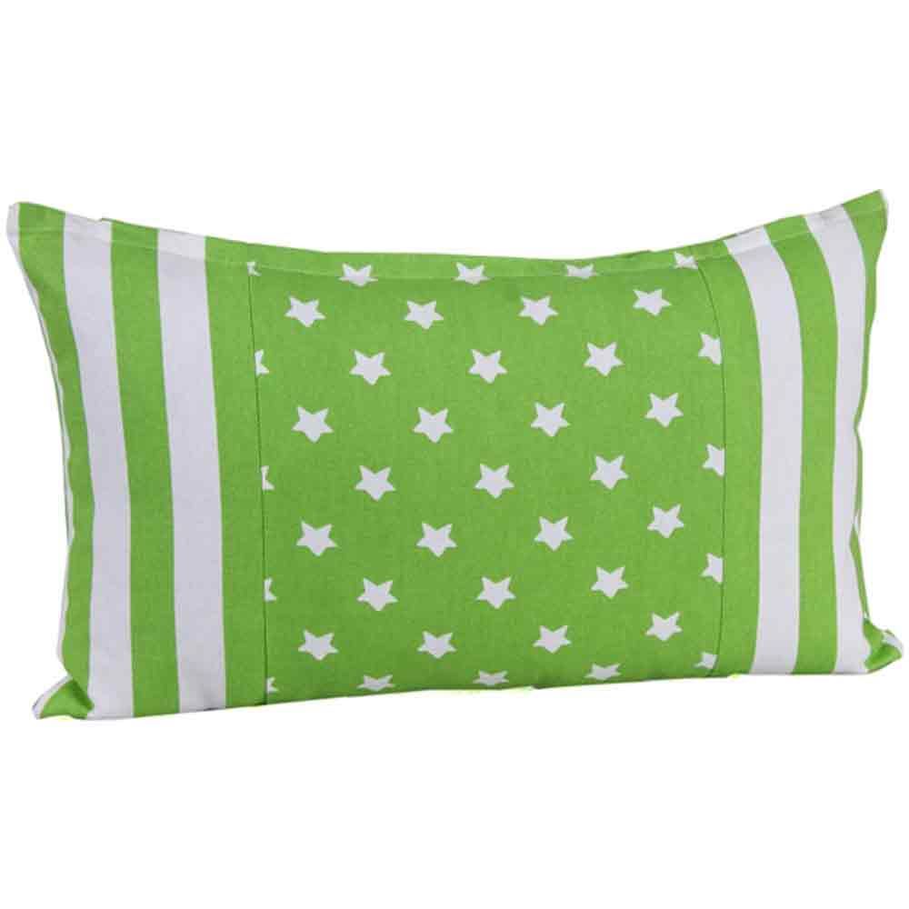 Cotton Stripe Border And Stars Cushion Cover | 30cm x 50cm | Green