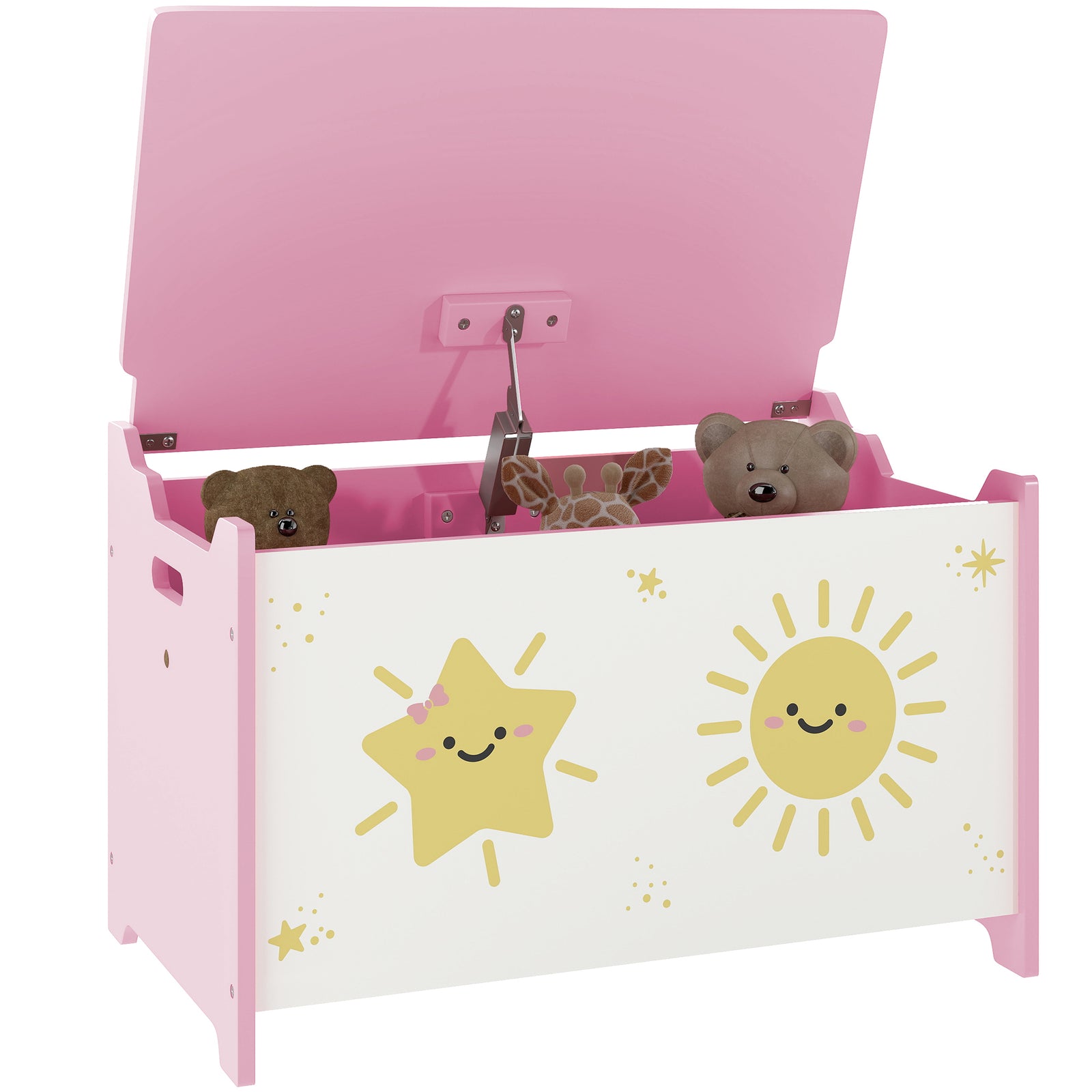 Toy Box With Lid, Safety Hinges For Kids, Nursery, Bedroom | Pink