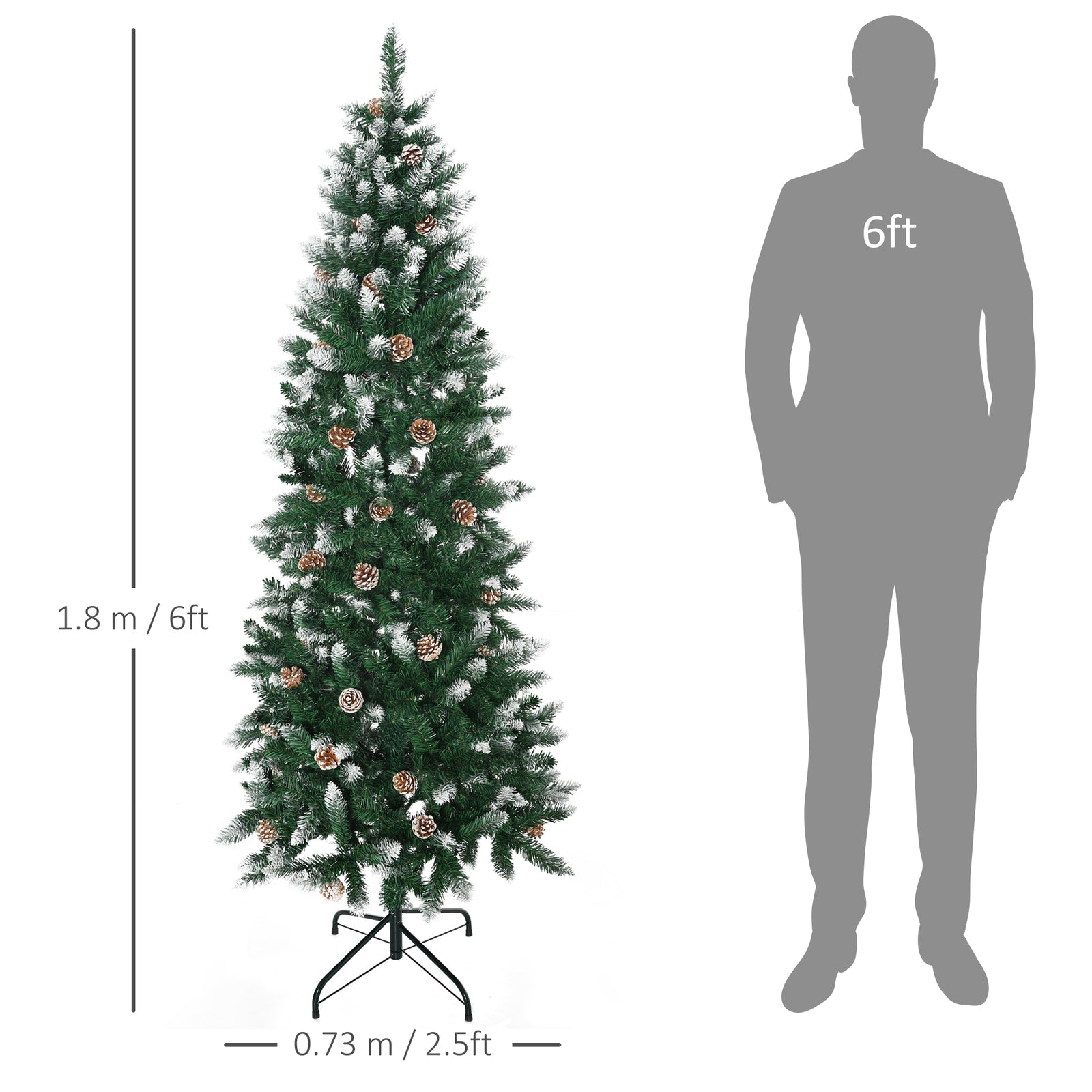 6' Snow Artificial Christmas Tree Holiday Home Décor With Pine Cones | 6ft | Green