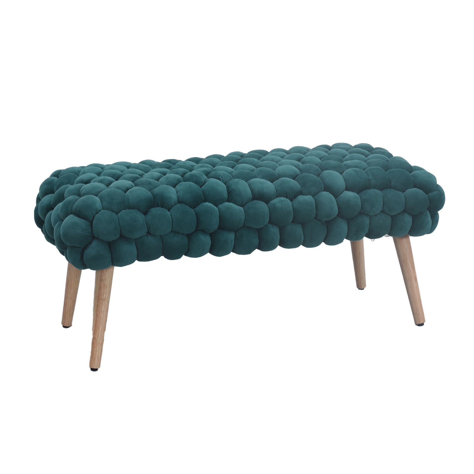 Cushla Bubbly Velvet Large Footstool | Dark Green