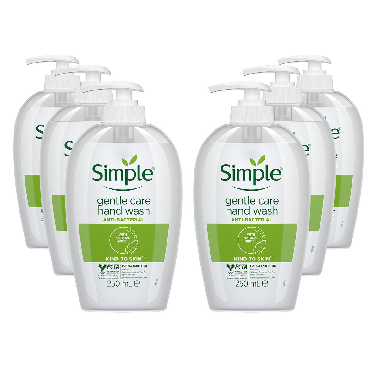 Kind To Skin Gentle Care Hand Wash With Mint Oil 250ml, 6 Pack | Set of 6 | White