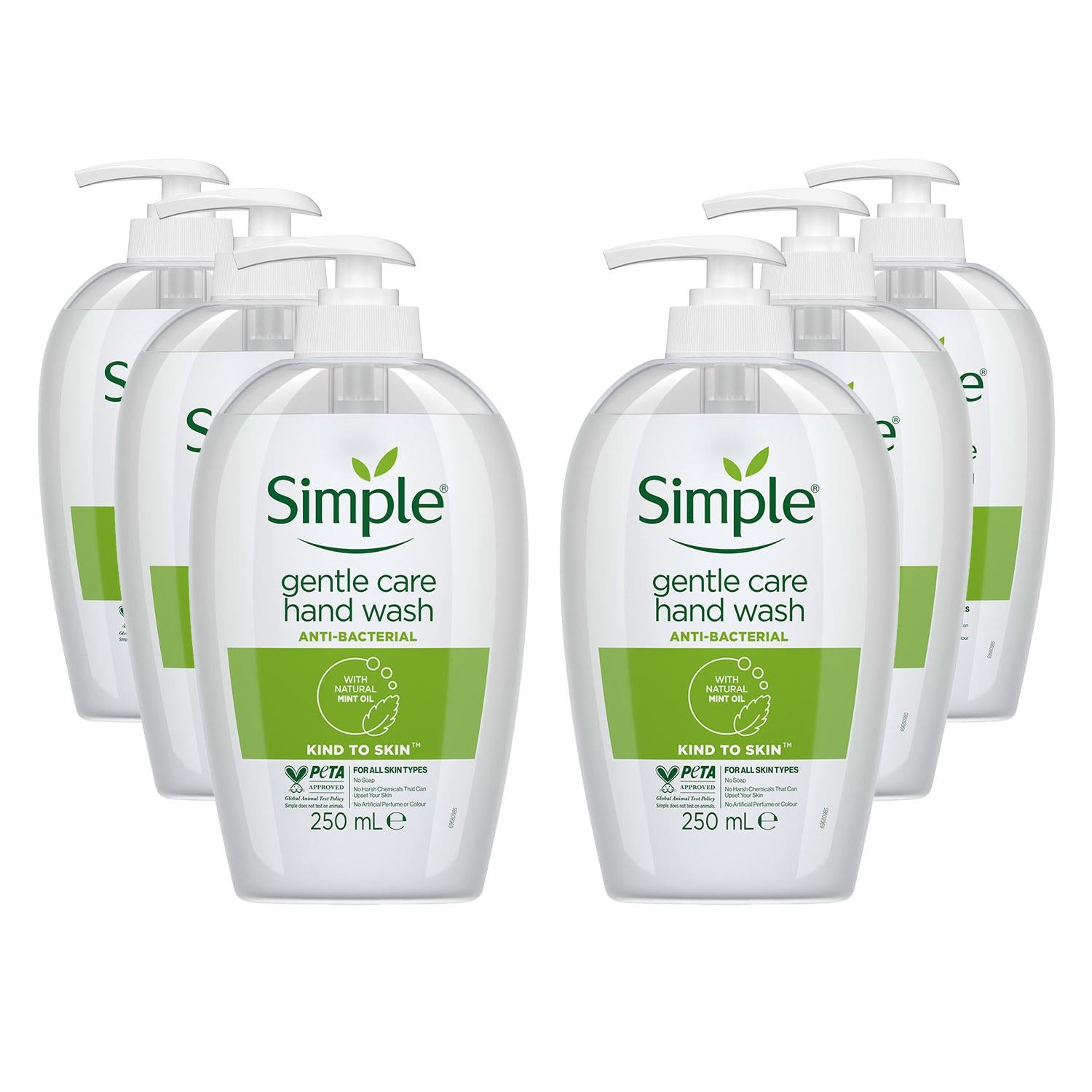 Kind To Skin Gentle Care Hand Wash With Mint Oil 250ml, 6 Pack | Set-of-6 | White