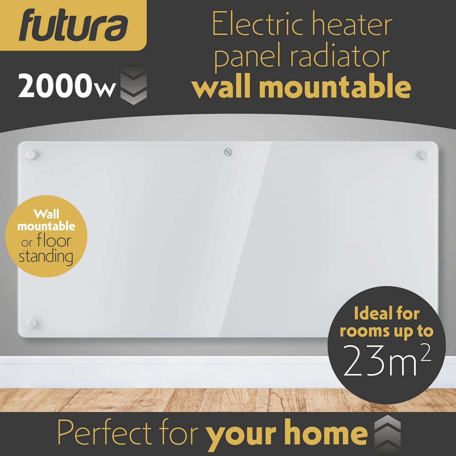 Electric Panel Heater White  Wall Mounted & Free Standing Glass Room Radiator With  Timer Thermostat Control Lot 20 | 2000w | White