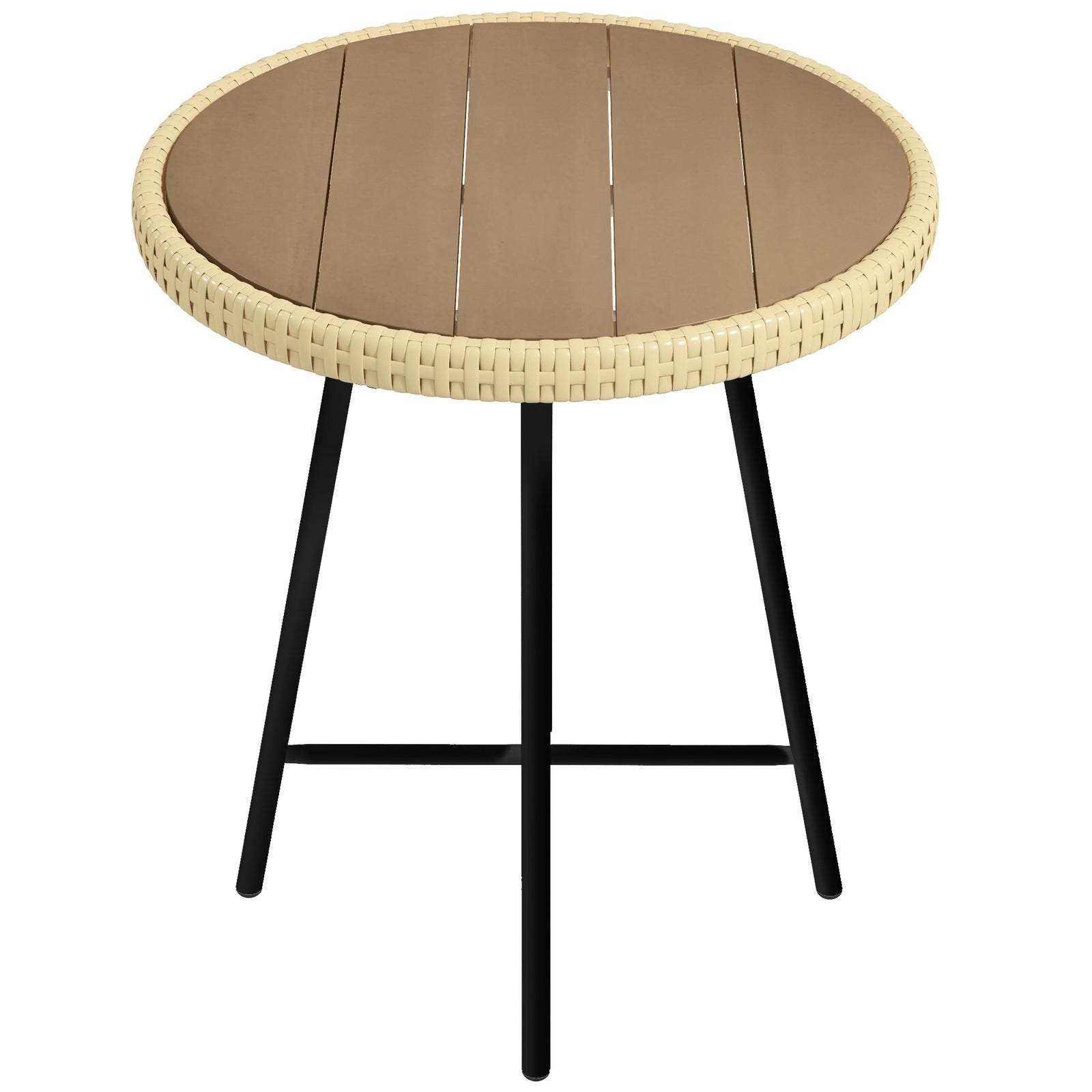 Outdoor Coffee Table, Plastic Wood Top, X-shape Support | Yellow