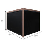 Wood Effect Aluminium Pergola With Blinds | 3m x 3m | Brown