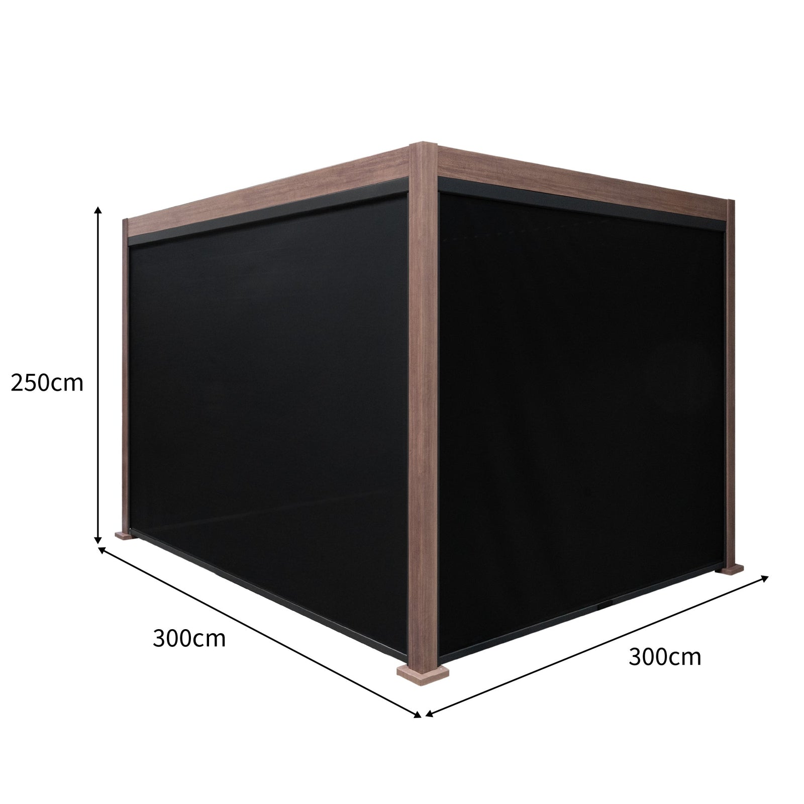 Wood Effect Aluminium Pergola With Blinds | 3m x 3m | Brown