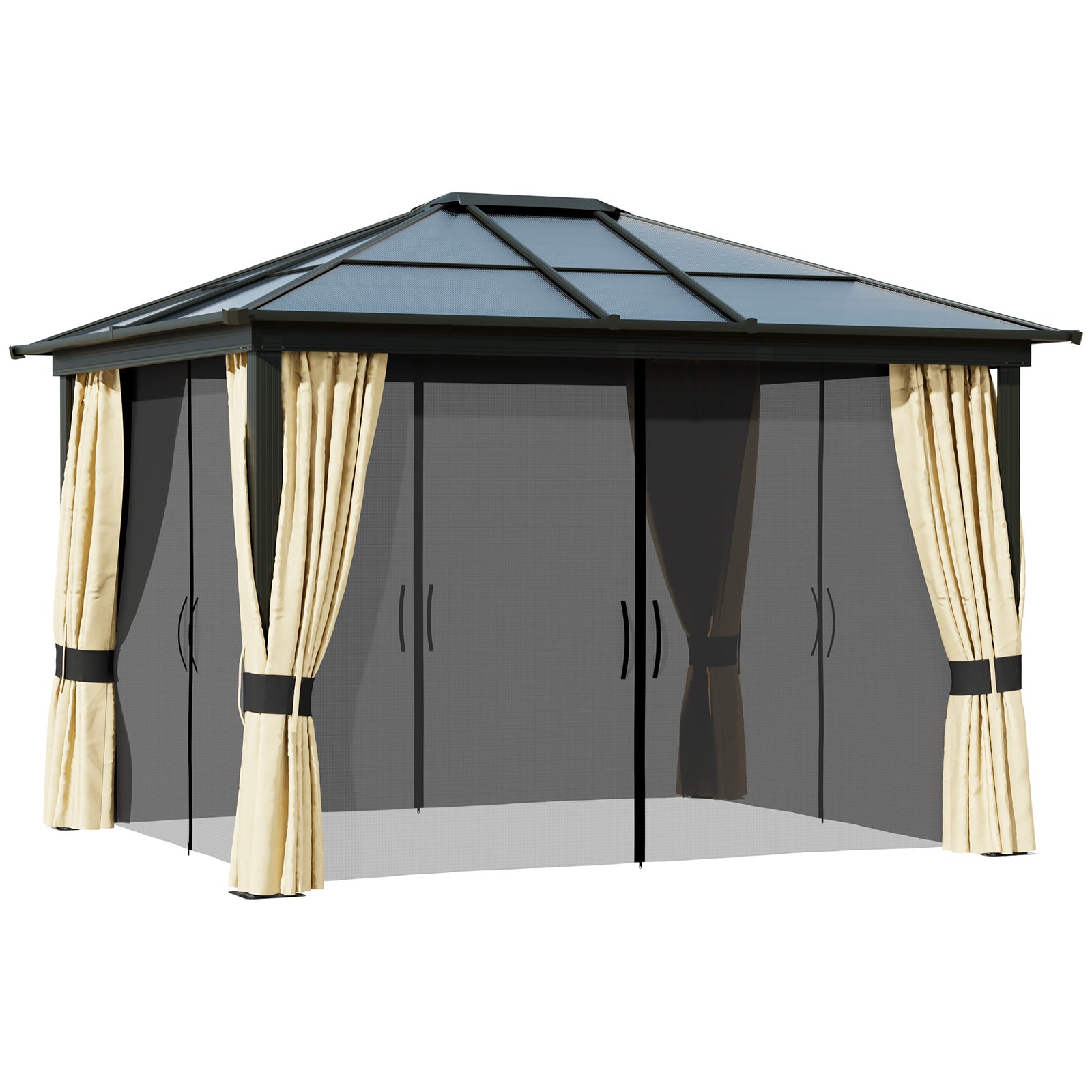 Garden Gazebo Tent With Magnet Led Solar Light Sunshade
