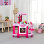 38-piece Children's Kitchen Play Set W/ Sounds Lights Food Pink
