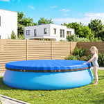 10 Ft Round Swimming Pool Cover With Secure Rope, Tightener