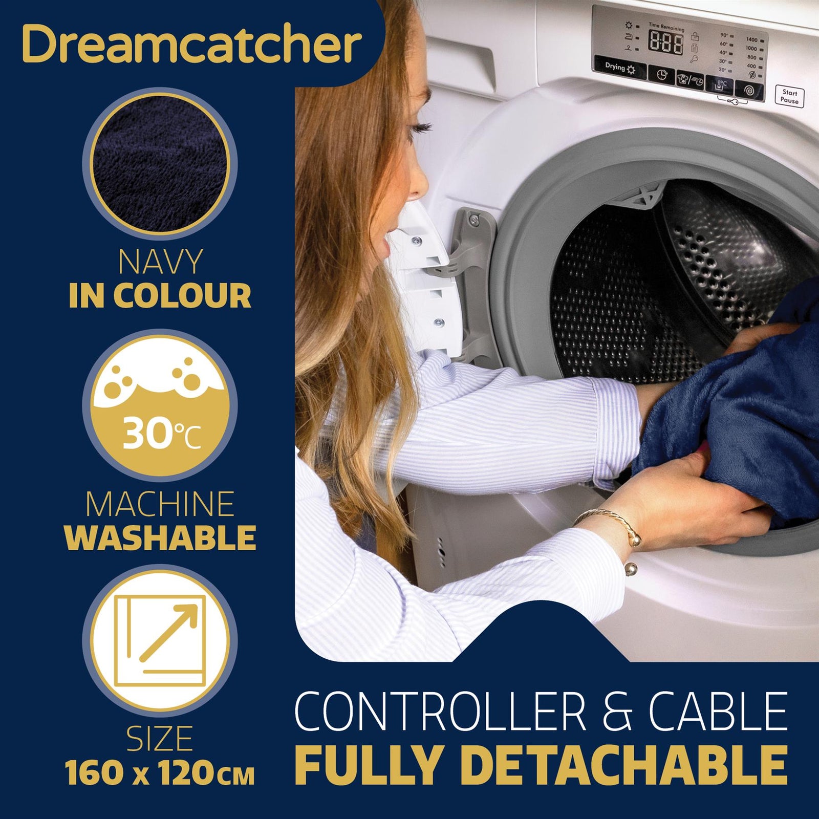 Sherpa Fleece Electric Heated Throw Over Blanket Double Polyester 160cm X 120cm | L | Blue