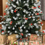 6ft Artificial Snow Dipped Christmas Tree Xmas Holiday Pencil Tree Green | 6ft | Multi Colour