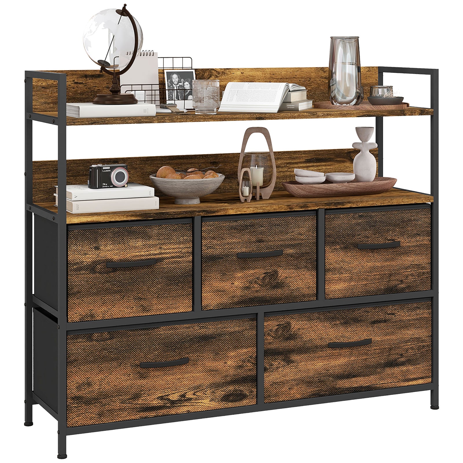 Bedroom Chest Of Drawers 4/5/6/7 Drawer Dresser W/ Shelf | Medium | Brown