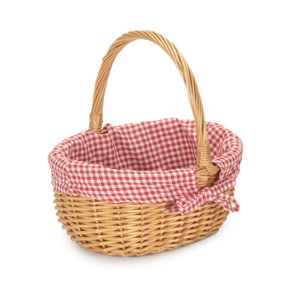 Wicker Shopping Basket Buff Willow Oval Shopper | Red