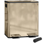 2 X 20l Dual Rubbish Bin Pedal Bin For Recycling And Waste | Gold