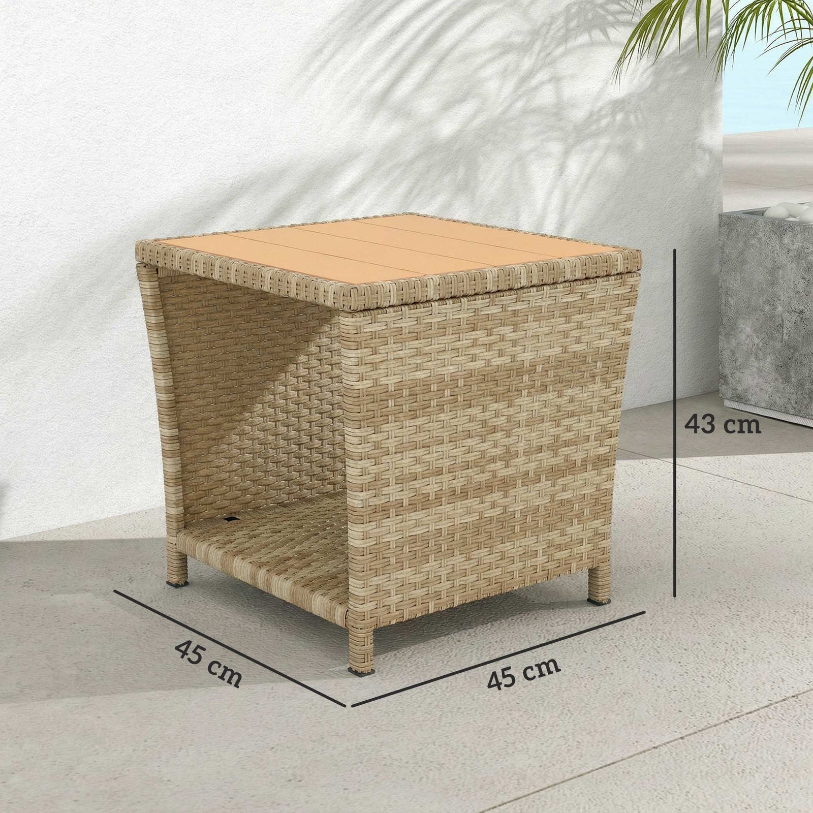 Side Table 2-tier With Storage Shelf | Khaki