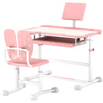 Height Adjustable Kids Desk And Chair Set W/ Tilted Desktop | Pink