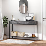 Console Table Worktop Bottom Shelf 2 Drawer Industrial