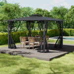 3x3.65m Gazebo With Double Roof And Mesh Curtains Outdoor Patio Pavilion For Backyard, Lawn, Deck