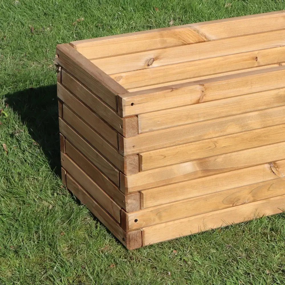 Pine Wooden Trough Planter With Feet | 140cm x 42cm x 38cm | Brown