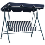3-seat Swing Chair Garden Swing Seat W/ Adjustable Canopy | Blue