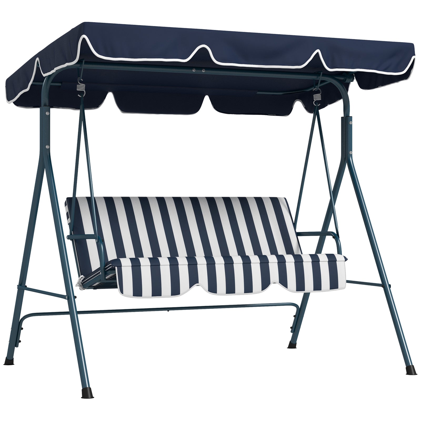 3-seat Swing Chair Garden Swing Seat W/ Adjustable Canopy | Blue