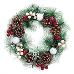 32cm Snow Flocked Christmas Artificial Wreath With Classical Xmas Ornaments