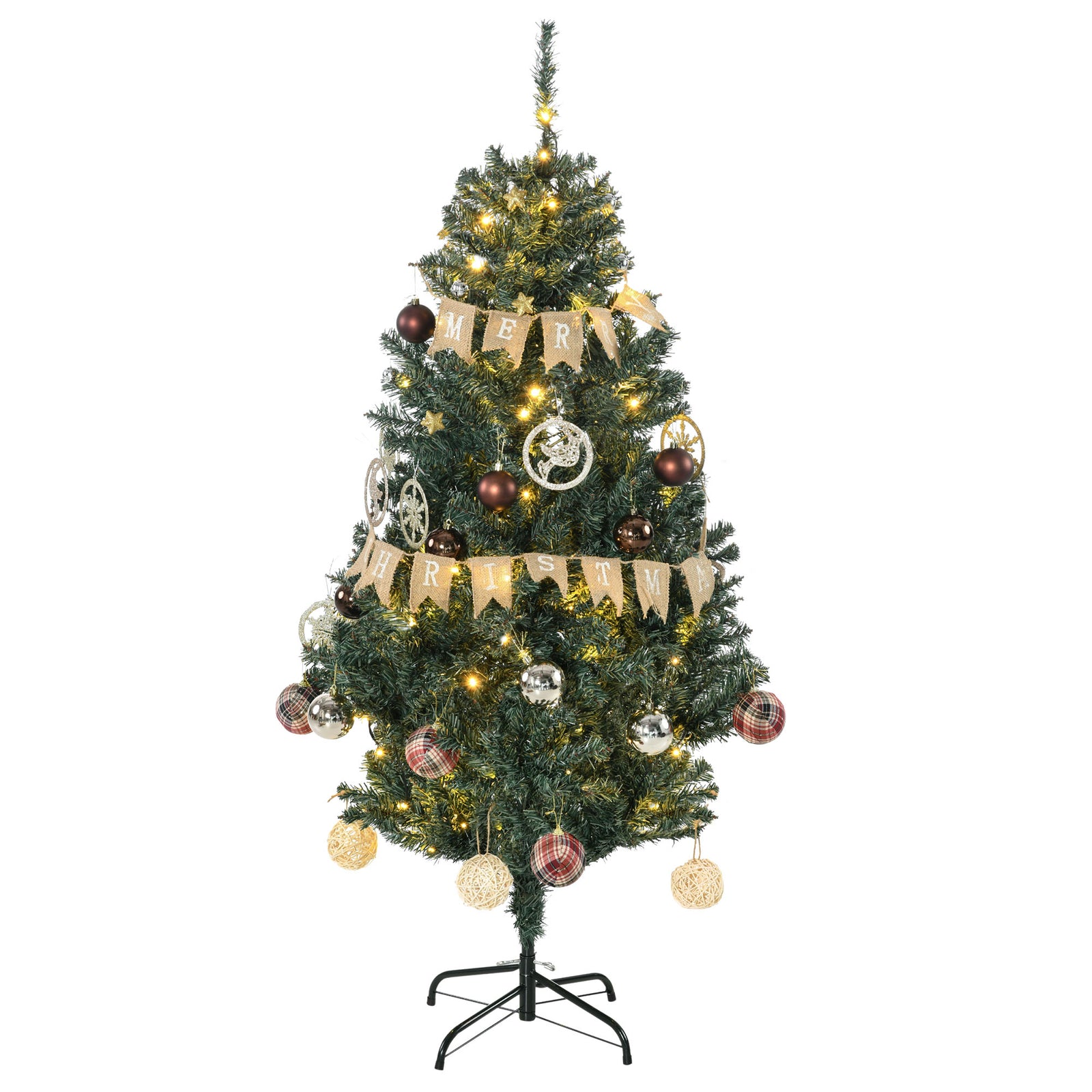 5ft Artificial Christmas Tree With Led Lights, Decoration, Auto Open | 5ft | Green
