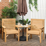 Wooden Garden Love Seat With Coffee Table Partner Bench | Brown